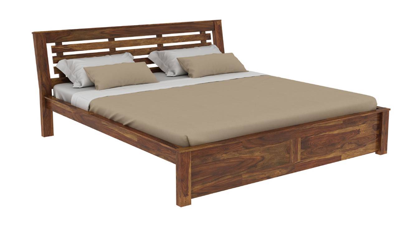 Barlavento Solid Wood King Size Non Storage Bed in Brown Finish Urban