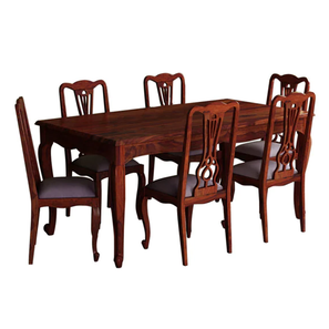 Kade Solid Wood 6 Seater Dining Table in Brown Finish - Urban Ladder