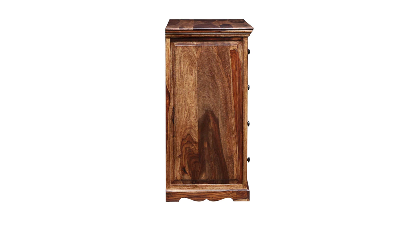 Rhea Solid Wood Chest of 5 Drawers in Urban Teak Finish Urban Ladder