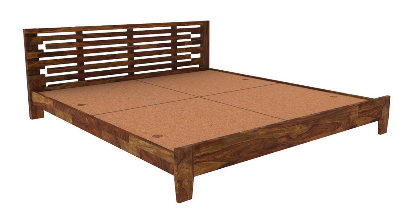 Santiago Solid Wood Queen Size Non Storage Bed in Brown Finish Urban