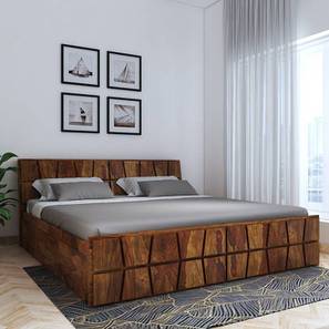 Vds Vmi Beds Design Meighen Solid Wood King Size Box Storage Bed in Brown Finish