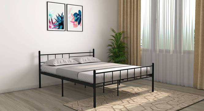 Weaver Metal Queen Bed With SimplyWud Essential Mattress (Queen Bed Size, Black Finish, 78 x 60 in Mattress Size) by Urban Ladder - Ground View - 802884