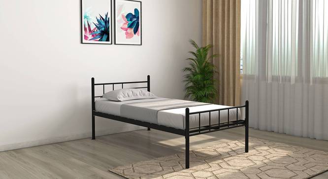 Weaver Metal Single Bed With SimplyWud Essential Mattress (Single Bed Size, Black Finish, 78 x 36 in Mattress Size) by Urban Ladder - Zoomed Image - 802891