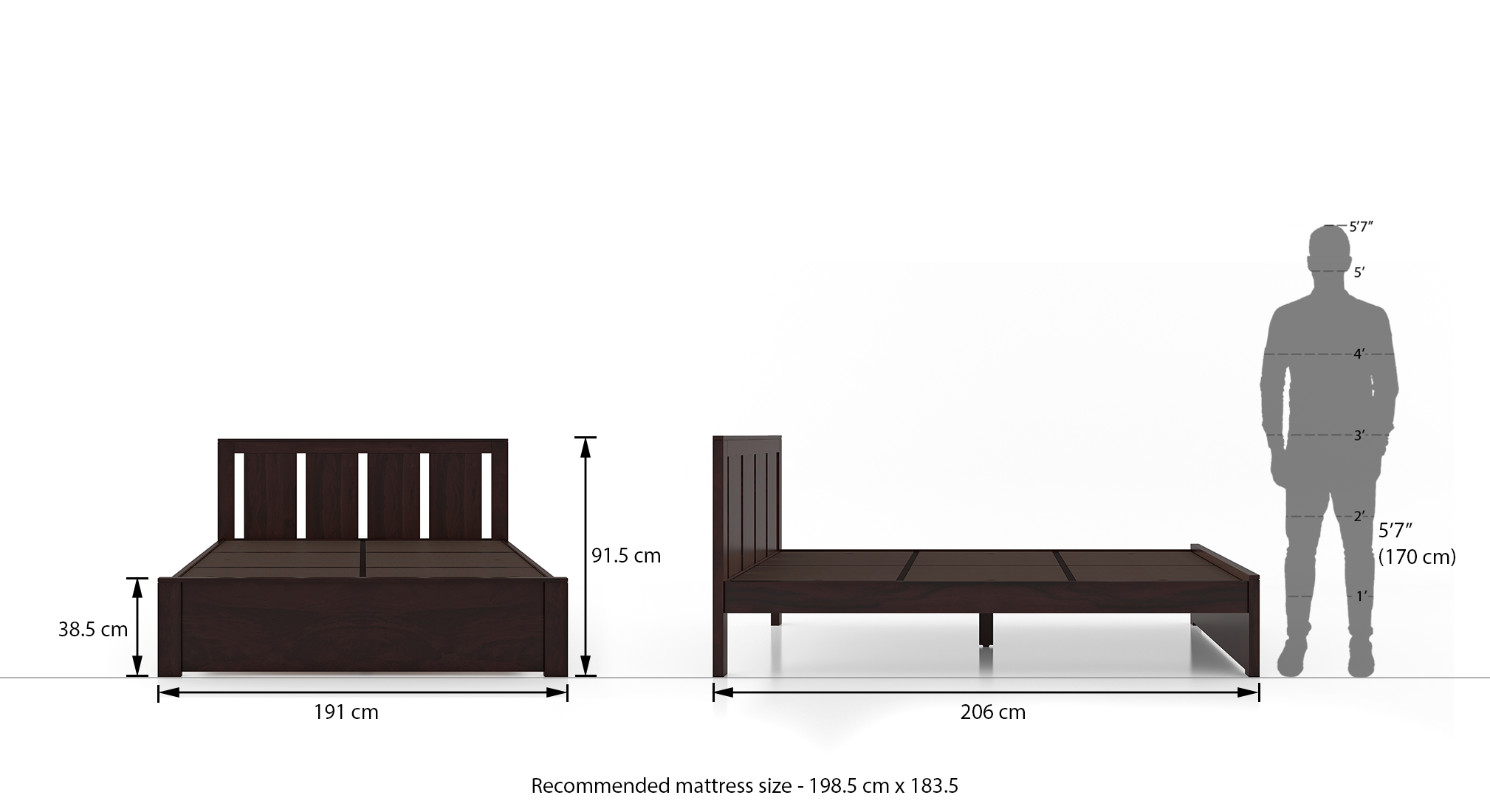 Durban non storage bed king finish mahogany 9