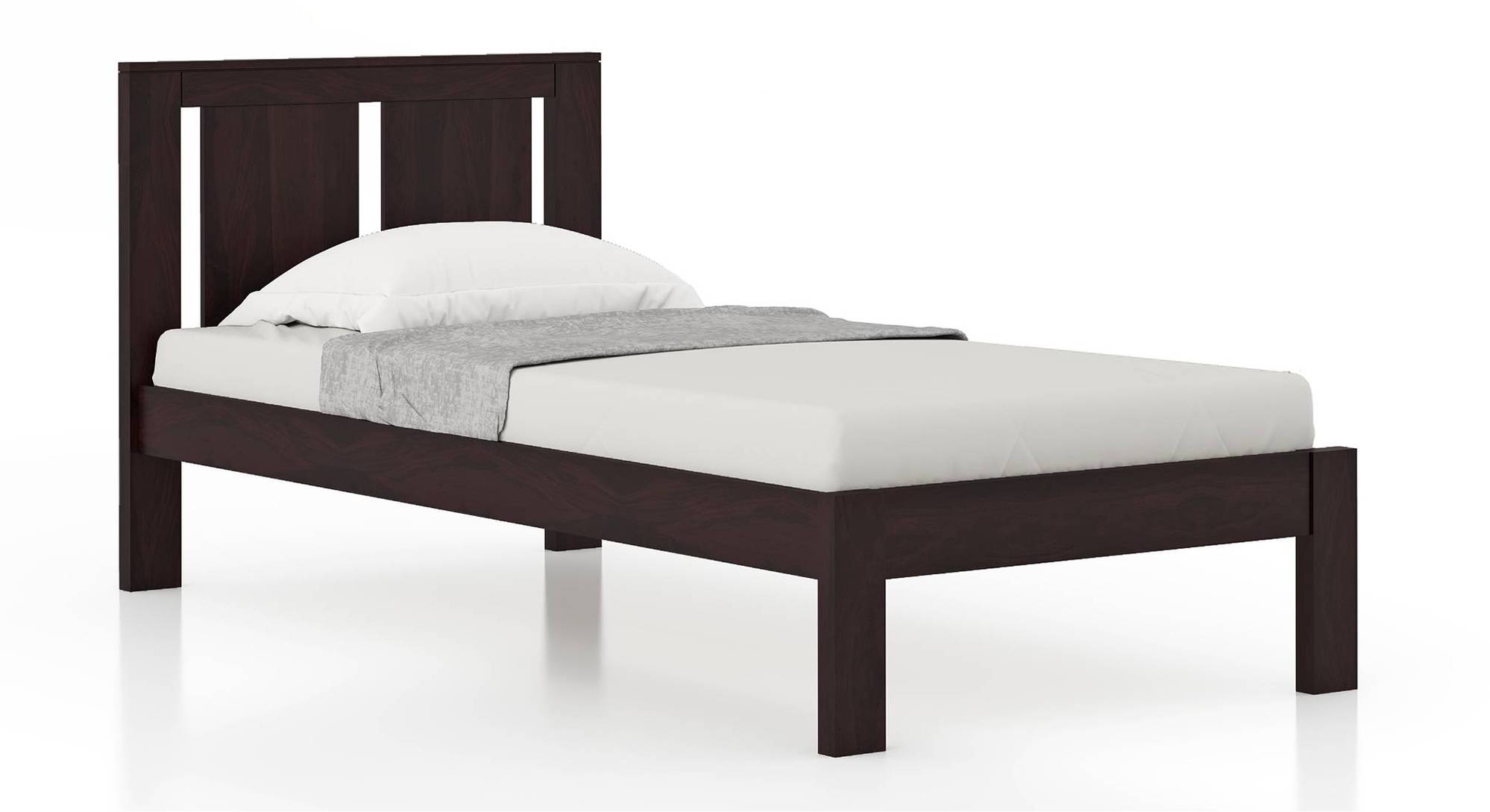 Durban Solid Wood Non Storage Single Bed With Essential Foam Mattress