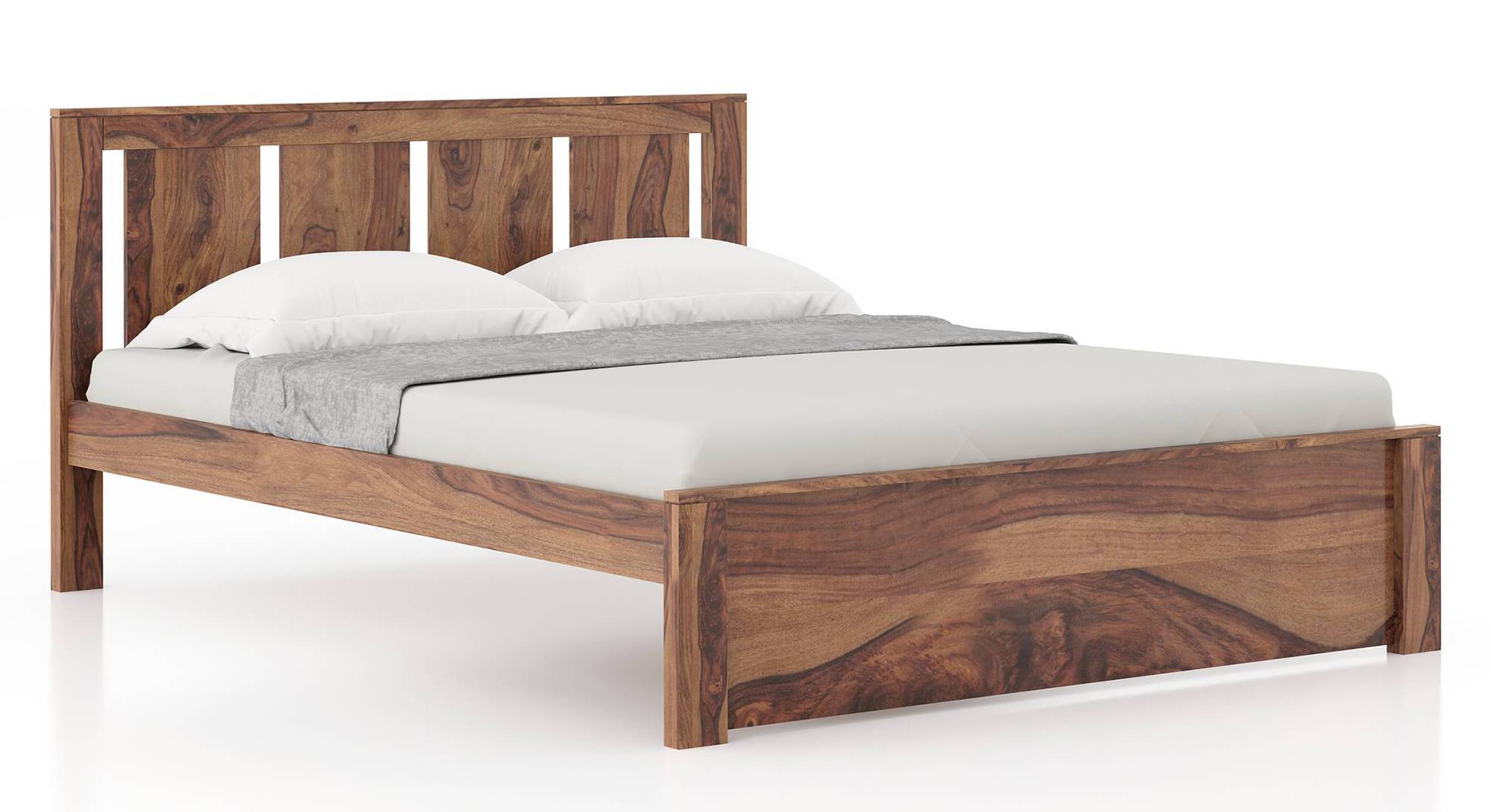 Durban Solid Wood Non Storage Queen Size Bed With Essential Foam