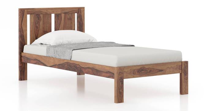 Durban Solid Wood Non Storage Queen Bed with Essential Foam Mattress (Teak Finish, Single Bed Size, 78 x 36 in Mattress Size) by Urban Ladder - Ground View - 802940