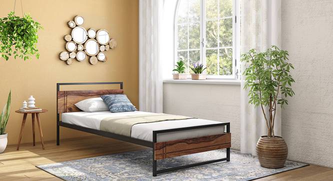 Nerja Single Non Storage Bed with Essential Foam Mattress (Teak Finish, Single Bed Size, 78 x 36 in Mattress Size) by Urban Ladder - Zoomed Image - 802948