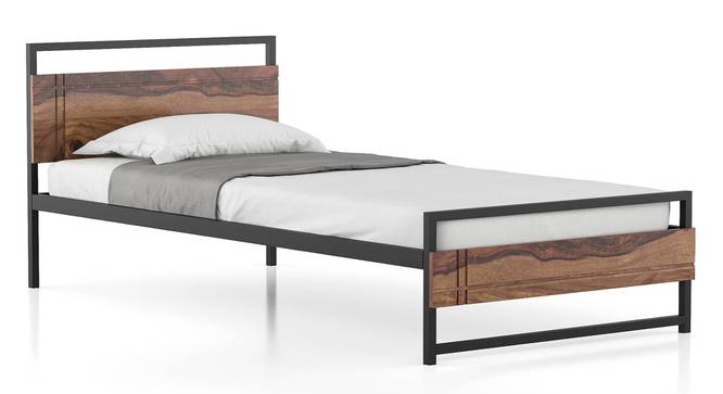 Nerja Single Non Storage Bed with Essential Foam Mattress (Teak Finish, Single Bed Size, 78 x 36 in Mattress Size) by Urban Ladder - Ground View - 802949