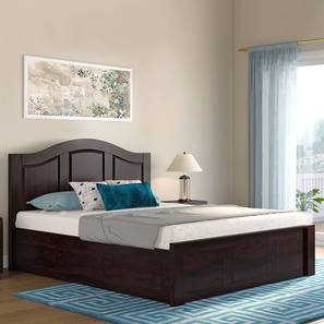 Beds With Storage Design Ballito Solid Wood Queen Size Box Storage Bed in Mahogany Finish