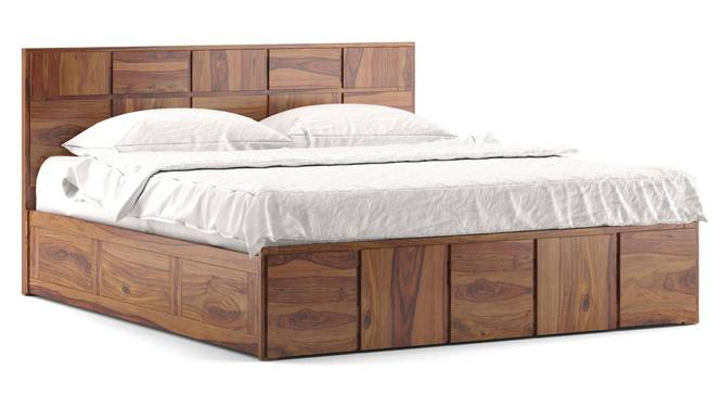 Astoria Storage King Bed in Teak With Essential Foam Mattress (Teak Finish, King Bed Size, 78 x 72 in Mattress Size) by Urban Ladder - Front View Design 1 - 807807