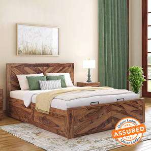 Almaya hydraulic storage bed teak king size lp