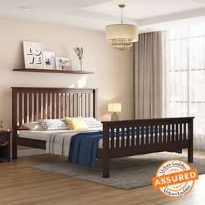 Queen Size Bed Design Athens Solid Wood Queen Size Bed in Dark Walnut Finish