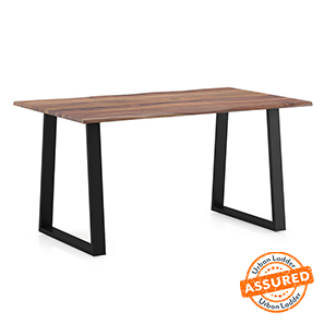 6 Seater Design Aquila Live Edge Solid Wood 6 Seater Dining Table in Teak Finish (Teak Finish)