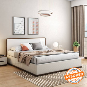 Beds With Storage Design Baltoro Engineered Wood King Size Hydraulic Storage Bed in White Finish