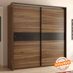 Modular Wardrobe Design Avalon Engineered Wood Sliding Door Wardrobe in Chocolate Oak And Silver Grey Finish