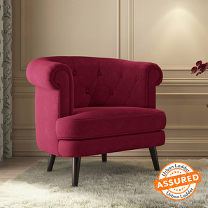 Diwali Collections Design Bardot Lounge Chair in Fuschia Red Velvet Fabric