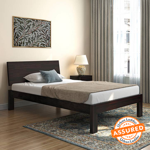 Queen Solid Wood Beds Design Boston Solid Wood Compact Size Bed in Mahogany Finish
