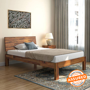 Bed Frames Design Boston Solid Wood Compact Size Bed in Teak Finish