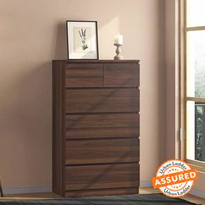 6 Drawers Design Bocado Tall Engineered Wood Chest of 6 Drawers in Columbian Walnut Finish
