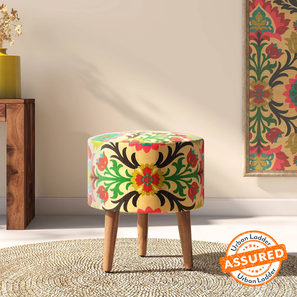 Ottomans Design Bloom Stools (Teak Finish)