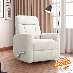Recliners Design Burton Rocker & Swivel Leatherette Recliner (One Seater, Cannoli Cream)