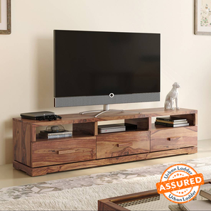 Tv Showcase Design Carmond Solid Wood Free Standing TV Unit in Teak Finish