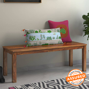 Dining Bench Design Capra Solid Wood Dining Bench in Teak Finish