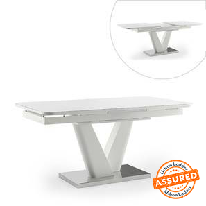 Dining Tables Design Caribu Glass 6 to 8 Seater Extendable Dining Table in White High Gloss Finish (White High Gloss Finish)