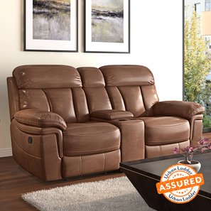 2 Seater Recliners Design Coleman Leatherette Two Seater Manual Recliner in Toasted Pecan Brown Colour