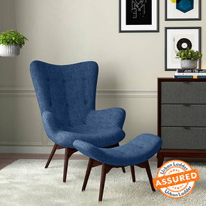 Barrel Chair Design Contour Chair & Ottoman Replica (Blue)