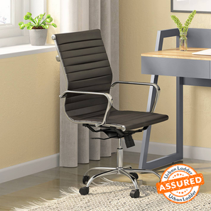 Study Chair Design Charles Leatherette Study Chair in Black Colour