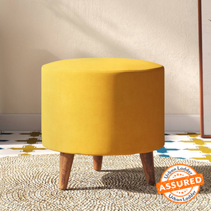Wooden Stools Design Collie Footstool (Yellow Velvet)
