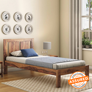 Double Bed Design Durban Solid Wood Single Size Bed in Teak Finish