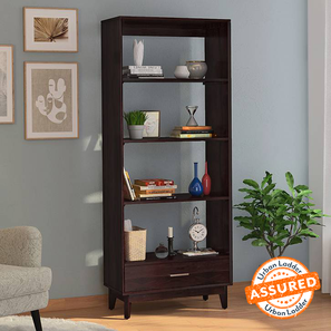 Bookcase Design Emerlane Solid Wood Bookshelf in Mahogany Finish