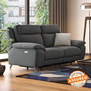 Recliners Design Emila Fabric Two Seater Motorized Recliner in Grey Colour