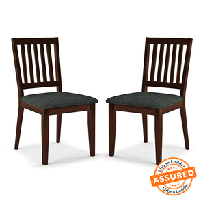 Metal Dining Chairs Design Diner Solid Wood Dining Chair set of 2 in Dark Walnut Finish