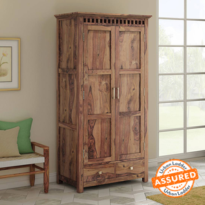 Office Cabinet Design Fidora Solid Wood 2 Door Wardrobe in Teak Finish