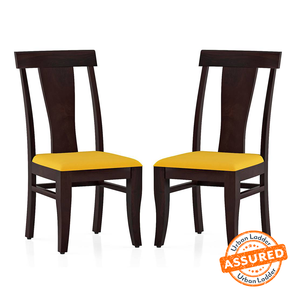 Fabio dining chair set of 2 colour  matty yellow finish  mahogany lp