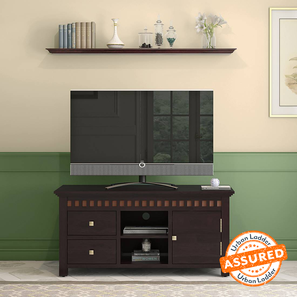 Tv Units Design Fidora Solid Wood Free Standing TV Unit in Mahogany Finish