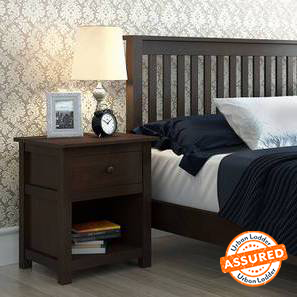 Bedside Tables Design Evelyn Rubber Wood Bedside Table in Dark Walnut Finish