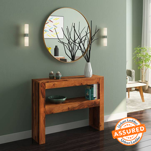 Console Table Design Epsilon Solid Wood Console Table in Teak Finish