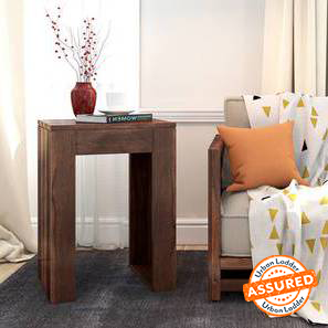 Living Storage In Jamnagar Design Epsilon Solid Wood Side Table in Teak Finish