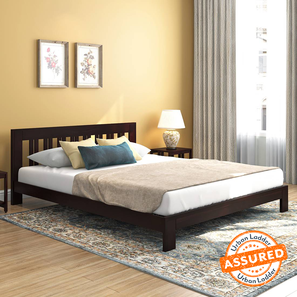 Modern Queen Size Bed Design Beirut Solid Wood Queen Size Bed in Mahogany Finish