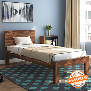 Ul Assured Beds Design Boston Solid Wood Size Bed in Teak Finish