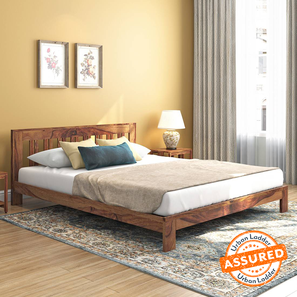 Ul Assured Beds Design Beirut Solid Wood Queen Size Bed in Teak Finish
