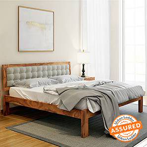 Kings Beds Without Storage Design Florence Solid Wood King Size Bed in Teak Finish