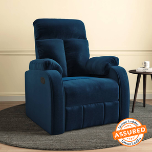 Recliners Design Simpson Fabric One Seater Manual Recliner in Blue Colour