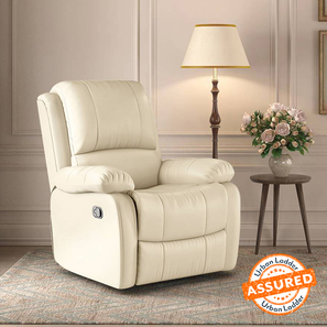 Recliners Design Lebowski Leatherette One Seater Manual Recliner in Ancient Ivory Cream Colour