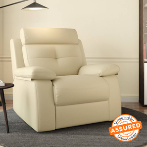 Single Seater Sofa Design Raphael Leatherette One Seater Manual Recliner in Off White Colour